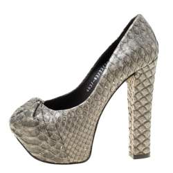 Gina Grey Python Leather Claire Hoodie Platform Pumps Size 36.5