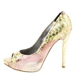 Gina Multicolor Python Peep Toe Platform Pumps Size 37