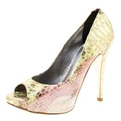 Gina Multicolor Python Peep Toe Platform Pumps Size 37