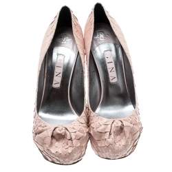 Gina Beige Python Leather Elle Platform Pumps Size 40.5