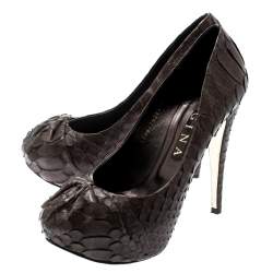 Gina Brown Python Leather Elle Platform Pumps Size 40.5