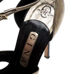 Gina Metallic Gold Leather T Strap Platform Sandals Size 39