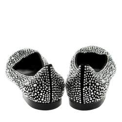 Pre Owned Gina Black Crystal Embellished Satin Ballet Flats Size 38.5
