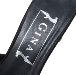 مملوكة مسبقًا حذاء سلايدز جينا ساتان أسود مقدمة مدببة سليب أون مقاس 37.5