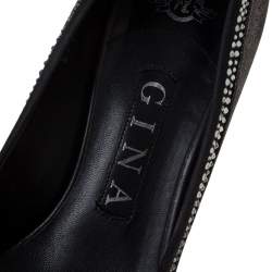 Gina Crystal Embellished Textured Fabric Pointed Toe Pumps Size 37