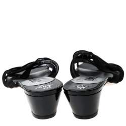 Pre Owned Gina Black Satin Strappy Open Toe Sandals Size 41