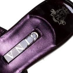 Pre Owned Gina Burgundy Patent Leather Embellished Thong Flat Sandals Size 41