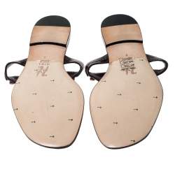 Pre Owned Gina Burgundy Patent Leather Embellished Thong Flat Sandals Size 41