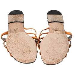 مملوكة مسبقًا Gina Orange Satin Flat Slides Size 41