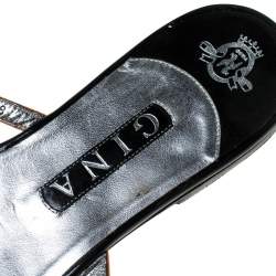 مملوكة مسبقًا Gina Orange Satin Flat Slides Size 41