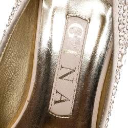 مملوكة مسبقًا Gina Beige Crystal Embellished Satin Pumps Size 37