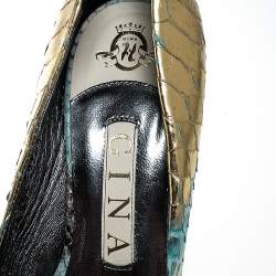 Gina Multicolor Python Peep Toe Platform Pumps Size 37