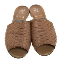 مملوكة مسبقًا Gina Beige Python Cordelia Slide Flats Size 36.5