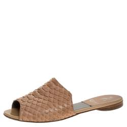 مملوكة مسبقًا Gina Beige Python Cordelia Slide Flats Size 36.5