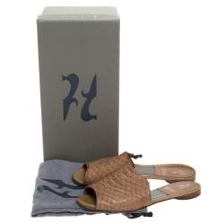 مملوكة مسبقًا Gina Beige Python Cordelia Slide Flats Size 36.5