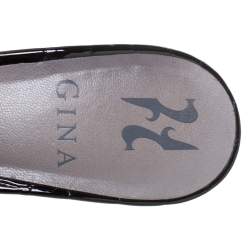 Pre Owned صندل جينا سيراكوز جلد لامع منقوش جلد تمساح أسود كعب روكي مقاس 39