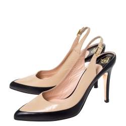 Pre Owned صندل جينا فتحة كعب مقدمة مدببة جلد لونين مقاس 38.5