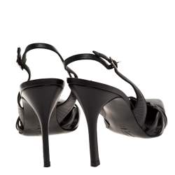 Pre Owned Gina Black Leather Pointed Toe Slingback Sandals Size 40.5