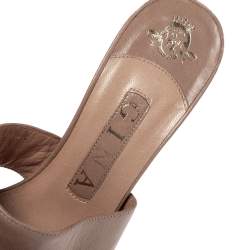 Gina Brown/Beige Python Leather Platform Sandals Size 37
