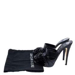 Gina Black Leather and Python Platform Close Toe Slide Sandals Size 35
