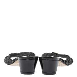 مملوكة مسبقًا Gina Black Crystal Embellished Leather Strappy Sandals Size 37