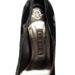 Pre Owned Gina Grey Velvet Claire Platform Pumps Size 39