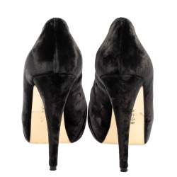 Pre Owned Gina Grey Velvet Claire Platform Pumps Size 39