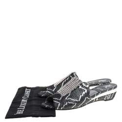 Pre Owned صندل سلايد جين مقدمة مفتوحة مزخرف سويدي مزخرف أسود مقاس 39