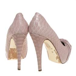 Gina Pink Python Leather Elle Platform Pumps Size 38.5