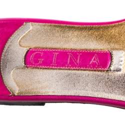 مملوكة مسبقًا Gina Magenta Leather Athena Crystal Embellished Slide Flats Size 38