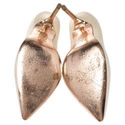 Pre Owned حذاء كعب عالى جينا مقدمة مدببة ساتان أبيض مقاس 38.5