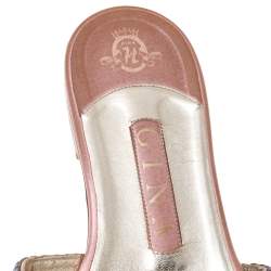 Pre Owned Gina Pink Crystal Embellished Flat Slides Size 39