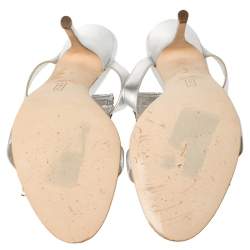 Pre Owned صندل سلايد جينا زخرفة كريستال وجلد فضى مقاس 41