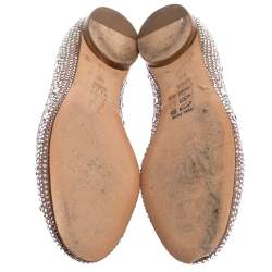 Pre Owned Gina Pink Crystal Embellished Satin Flats Size 38.5