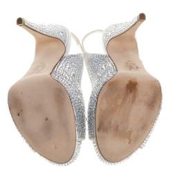 Gina Grey Satin Crystal Embellished Platform Peep Toe Slingback Sandals Size 40.5