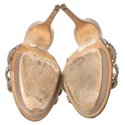 مملوكة مسبقًا صندل سلايد جينا جلد زخرفة كريستال ذهبى وردى مقاس 38.5 