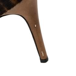 Pre Owned Gina Brown Leopard Print Calf Hair Embellished Sandals Size 37.5