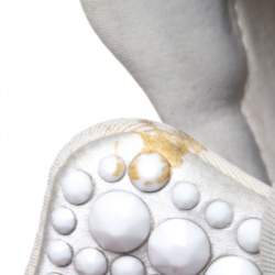 Pre Owned Gina White Satin And Leather Crystal Embellished Lace Up Sneakers Size 40