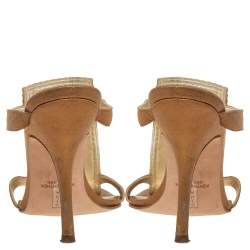 Pre Owned صندل جينا سلايد زخرفة كريستال وجلد ذهبى مقاس 38