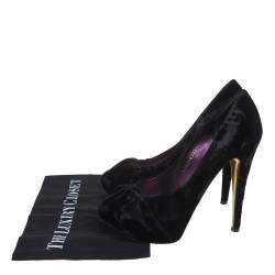 Gina Black Velvet Claire Platform Pumps Size 38.5