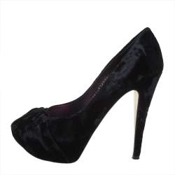 Gina Black Velvet Claire Platform Pumps Size 38.5