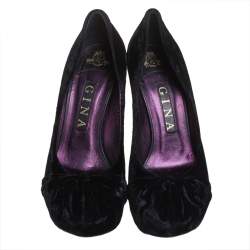 Gina Black Velvet Claire Platform Pumps Size 38.5