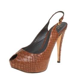 Gina Brown Python Peep Toe Platform Slingback Sandals Size 39