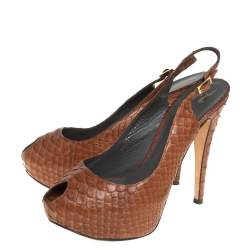 Gina Brown Python Peep Toe Platform Slingback Sandals Size 39