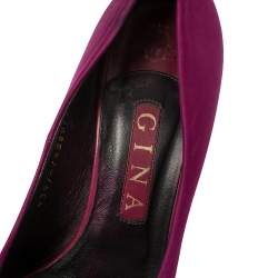 Pre Owned Gina Purple Satin Clair Hoodie Platform Pumps Size 38.5