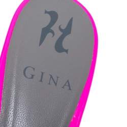 مملوكة مسبقًا Gina Pink Crystal Embellished Leather Block Heel Slide Sandals Size 40