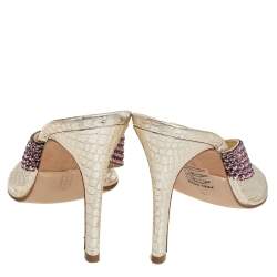 مملوكة مسبقًا صندل جينا بإصبع زخرفة كريستال جلد ذهبى مقاس 38