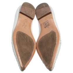 Pre Owned Gina White Python Pointed Toe Smoking Slippers Size 38