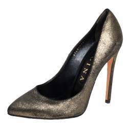Pre Owned Gina Metallic Bronze Nubuck Pumps Size 39