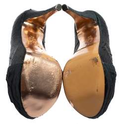 Gina Blue Python Embossed Leather Elle Platform Pumps Size 38.5